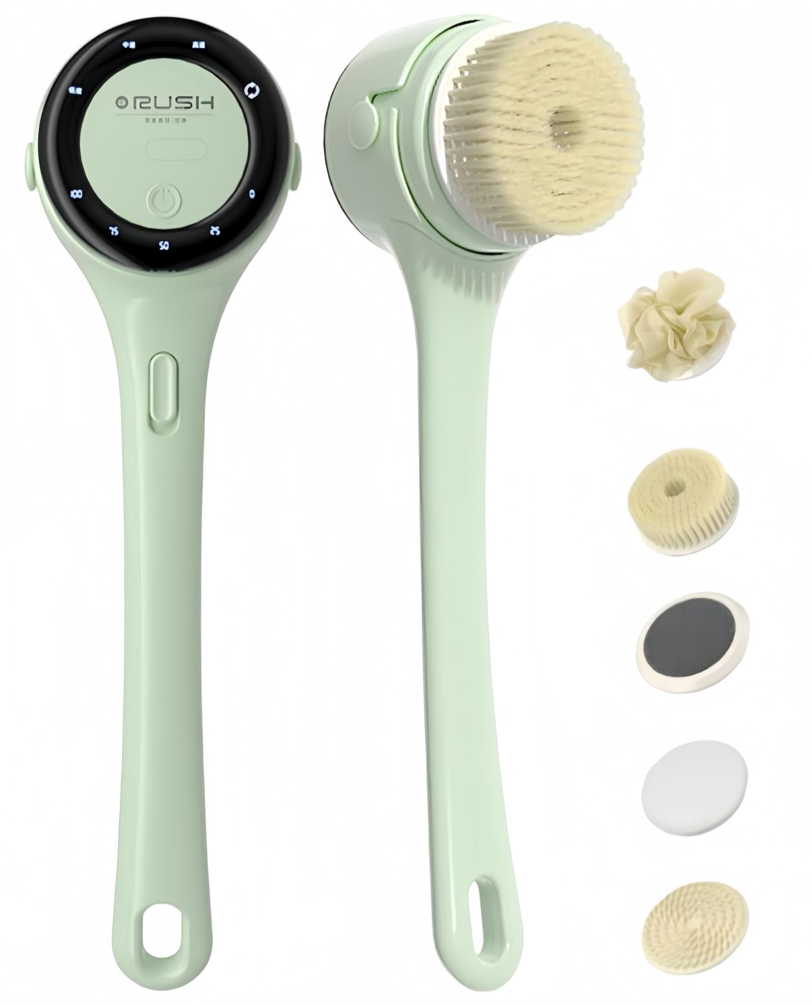 Photo 1 of ***MISSING PCS*****Electric Body Brush Back Scrubber for Shower, Rechargeable Long Handles Bath Brush with 5 Replaceable Heads, 3 Speed Adjustable and Lcd Display Shower Brush for Deep Cleansing, Exfoliating & Massage