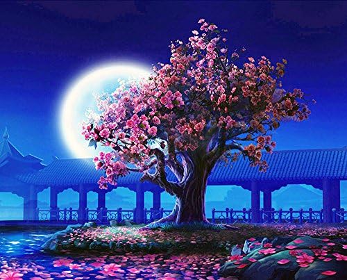 Frameless DIY Digital Oil Painting on Canvas Paint by Number Kit - Romantic Moon Night