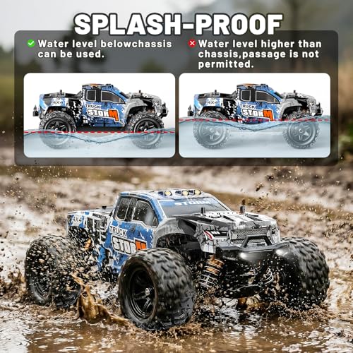 Remote Control Car for Adults & from 8 Years Old All Terrain 4x4 1:18 – Monster Truck RC 36 km/h, Remote Control Car Outdoor/Outdoor, Metal Transmission & CVD Gimbals, Splash-Proof, 2 Batteries
