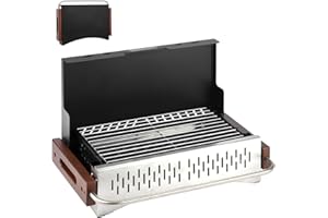 DNKMOR Portable Charcoal Grill, Tabletop Foldable Barbeque Grill, Stainless Steel Notebook Grill, Small BBQ Grill for Outdoor Cooking Backyard Camping Traveling Picnics Beach