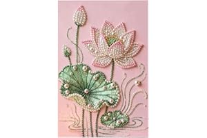 DIY Diamond Pearl Painting Kit for Adults,DIY Flower Pearl Art Painting with Frame,Diamond Dot Beads Canvas Art,Handmade Flow