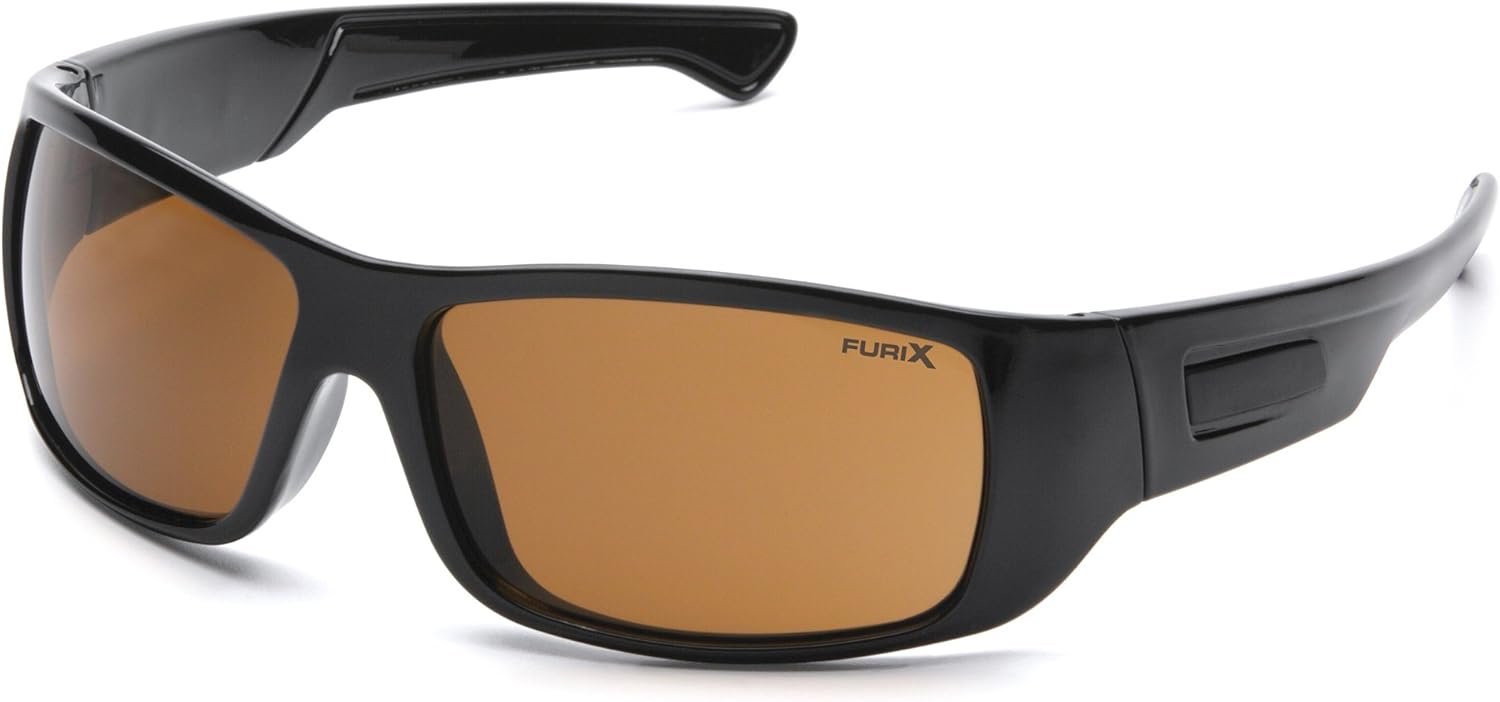 Pyramex Furix Safety Glasses, Black Frame/Coffee Anti-Fog