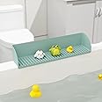 Bathtub Splash Guard for Tub - Silicone Tub Water Splash Guard with 4 Suction Cups, Bath Toy Holder, Tub Play Shelf for Kids, Bathtub Side Splash Guard Tray, Toddler Bathroom Essentials, 1Pack, Aqua
