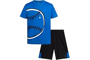 RBX Boys' Athletic Shorts Set - 2 Piece Performance Stretch Graphic T-Shirt and Active Gym Shorts Set for Boys (Sizes: 8-12)