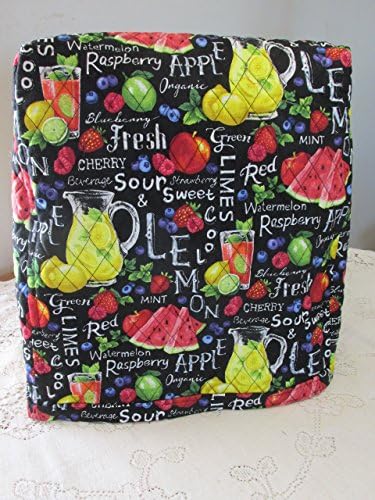 KitchenAid Mixer Cover - Farmer John's Garden Party Chalkboard Design with Strawberries Reverse Side - Reversible Quilted Kitchen Appliance Dust Cover - Size and Pocket Options