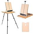 Falling in Art Large French Style Easel - Portable Field and Studio Sketchbox, Plein Air Adjustable Tripod Easel with Detachable Drawer for Display, Painting, Sketching