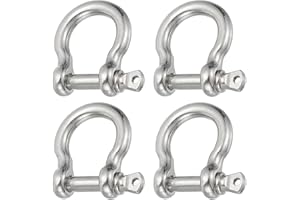 PATIKIL Screw Pin Shackle 5mm 3/16" 353lb, 4Pcs 304 Stainless Steel Forged Bow Shackle Marine Grade for Chains Wire Rope Outd