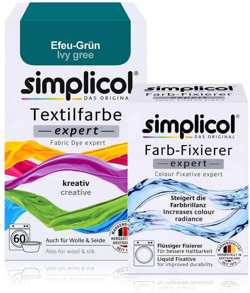 Simplicol Fabric Paint Expert + Colour Fixer Combi Pack Efeu-grün 1713