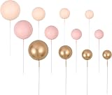 Gyufise 30Pcs Ball Cake Toppers Colorful Pearl Round Picks Apricot Gold Brown view 3