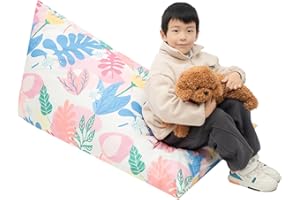 LOLOMLO Stuffed Animal Storage Bean Bag Chair Cover, 52" x 31" Extra Large Beanbag with YKK Zipper, Sit Seat Sofa for Kids Teens Adults, Hold Plush Toy Blankets Towels, 200L/52Gal, Cover Only, Bamboo
