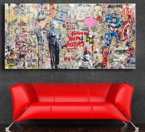 Redwpq Mr Brainwash Einstein Mural Banksy Hd Wall Art Canvas