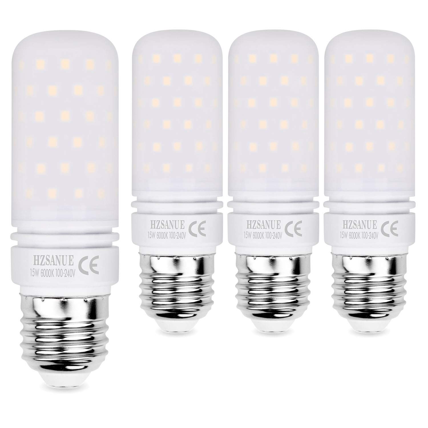 HZSANUE Led Light Bulbs 15W, 120W Incandescent Bulbs Equivalent, 1500Lm, 6000K Daylight White, E27 Large Edison Screw Corn Bulbs, Pack of 4