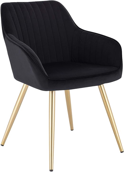 Lestarain 1 Stuck Esszimmerstuhl Kuchenstuhl Wohnzimmerstuhl Sitzflache Aus Samt Polsterstuhl Mit Armlehne Metallbeine Polstersessel Stuhl Fur Esszimmer Wohnzimmer Kuche Schwarz Amazon De Kuche Haushalt