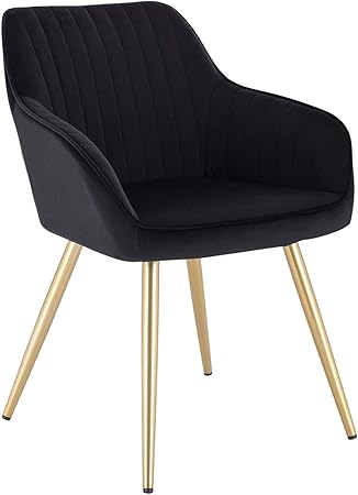 Lestarain Sedia Poltroncina Da Sala Pranzo Sedie Moderne Da Cucina Con Schienale E Braccioli Sedia Imbottita In Velluto Per Camera Da Letto Soggiorno Gambe Metalliche D Oro Nero Lcni72003 1 Amazon It Casa E Cucina
