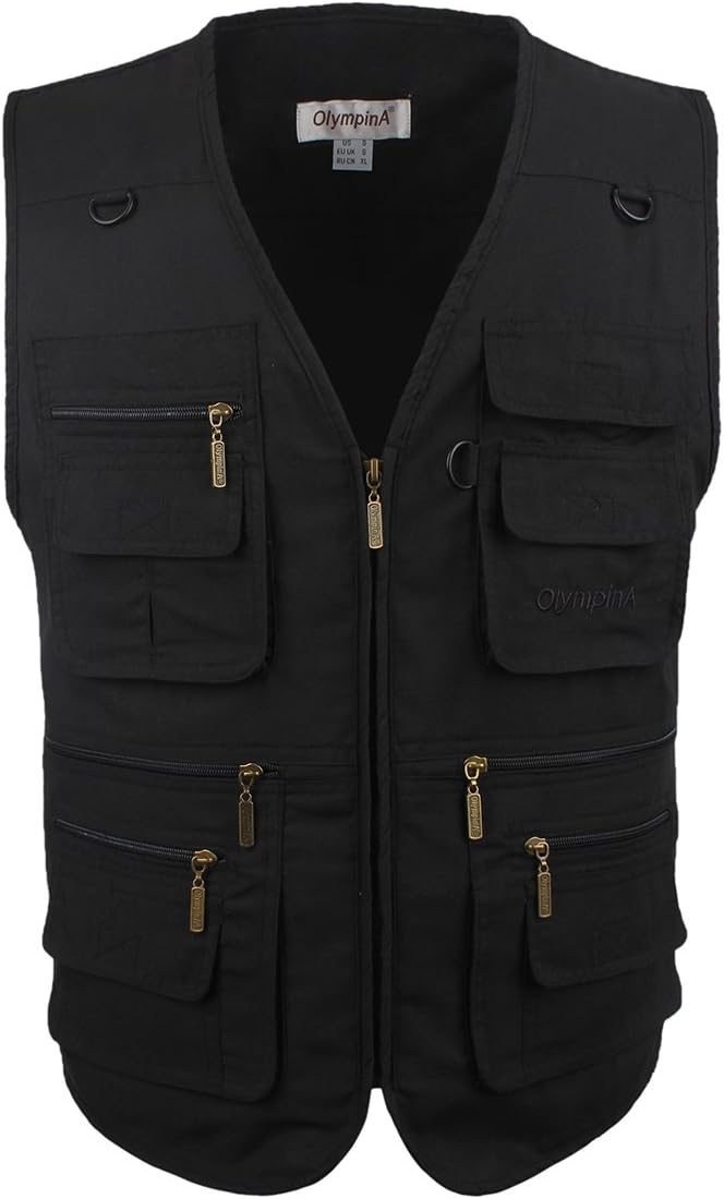 LUSI MADAM Men's Stone Washed Denim Multi-pocketed Fishing Waistcoats