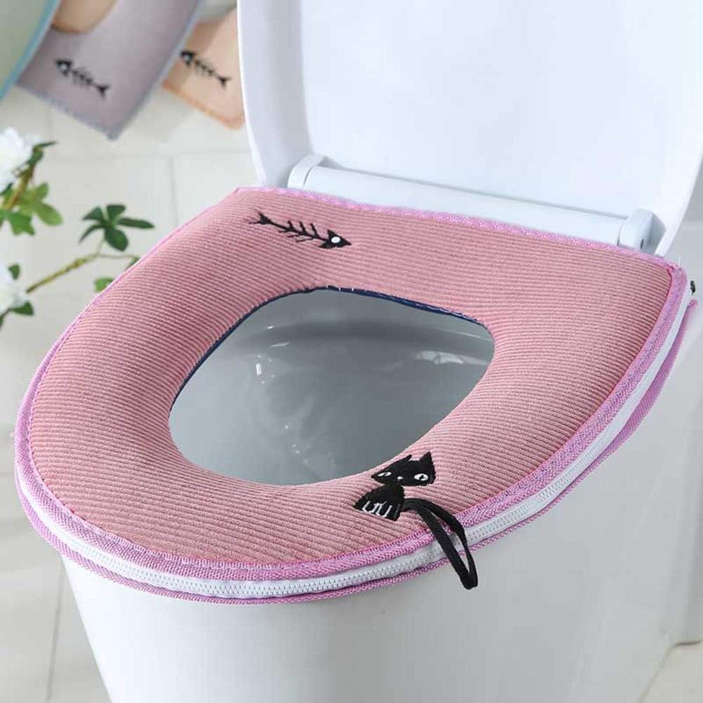 Axgo Toilet Seat Cover with Zipper, Washable Standard Soft Thicker Warmer CoverPad