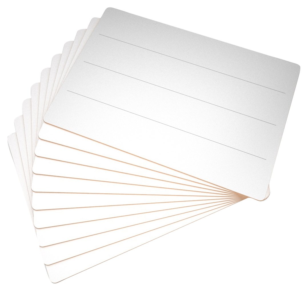 Show-me Rigid Lined Double-Sided MDF Whiteboard A4, for Dry Wipe and White Board Pens – Ideal for Teachers, Classrooms, and School, Mini Whiteboard Set (10 Sets)