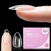 Beetles Tipex Lite Pre-Built Apex Gel Nail Tips, Almond Short, 256pcs Value Pack, 16 Sizes, Flat-Nail Friendly Acrylic Tips for Natural Nail Beds, Easy for Beginner DIY