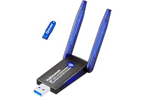 Hakimonoe USB 3.0 WiFi Adapter for PC Desktop, AC1300Mbps Dual Band 2.4G 5G Wireless Network WiFi Dongle Enhanced Antenna for Laptop Computer Windows11 10 8.1 8 7 Vista XP, Plug n Play w/USB Driver