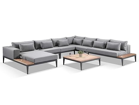 Alexander Francis Sunbrella Grey Fabric Outdoor Corner Sofa Set