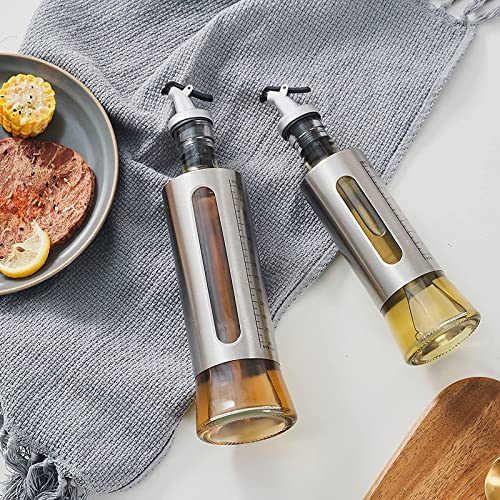 JIUXCF 17 oz oil dispenser (2 Pack), olive oil bottle dispenser with