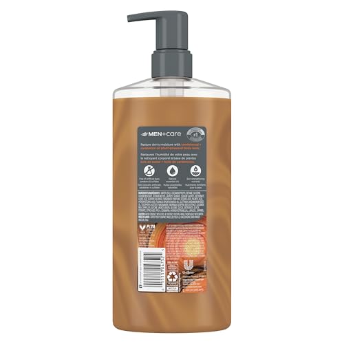 DOVE MEN MOISTURIZING BODY WASH | #1 DERMATOLOGIST BODY WASH FOR MEN, SULFATE FREE, PARABEN FREE, & DYE FREE | SANDALWOOD + CARDAMOM OIL, 26OZ