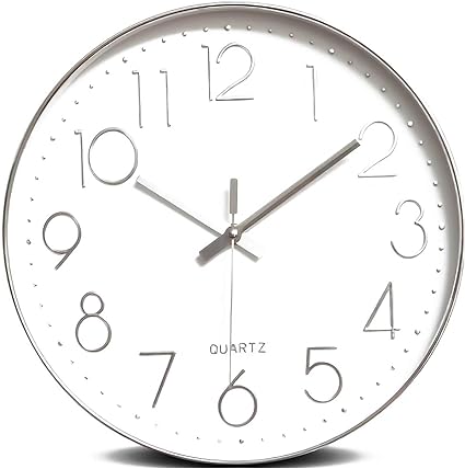 Amazon Co Jp 選べるお好みのデザイン 壁掛け時計 フック付き 掛け時計 掛時計 シンプル 静音 無音 おしゃれ リビング インテリア 大数字 電池式 北欧 Holoimua シルバー ホーム キッチン