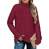 RITERA Plus Size Tops for Women Long Sleeve Shirts Womens Fall Winter Cable Tunic Top Turtleneck Pullover Blouses XL-5XL