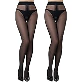 MANZI 2 Pairs Tights for Women 40D Sheer Pantyhose Thigh High Stockings