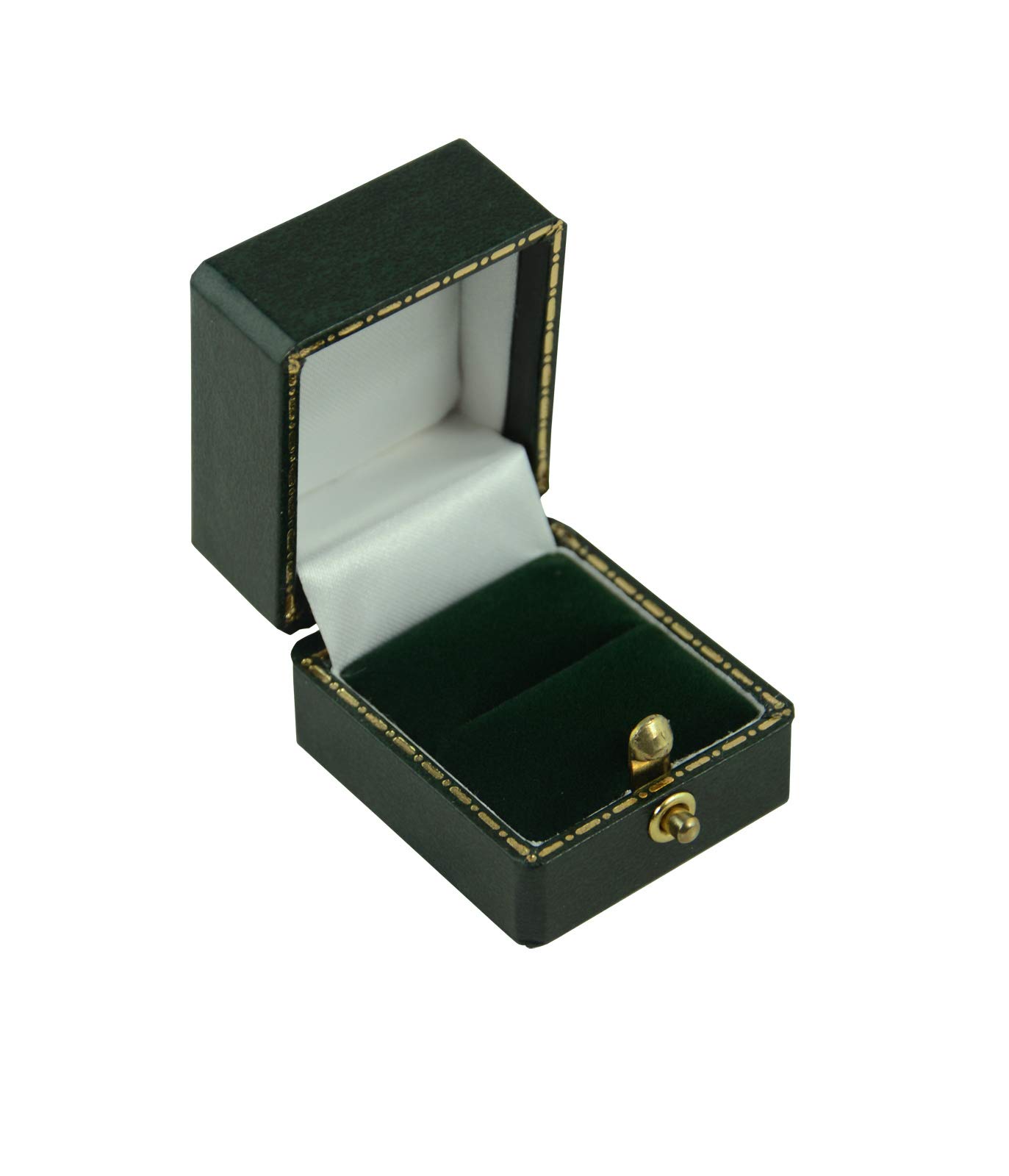 1 x Antique Style Green Leatherette Ring Box (AQ-1RGN) Ring Holder Box