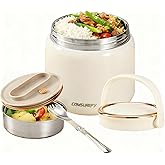 COMSUREFY 40oz Thermo for Hot Food Adults,Insulated Food Container,18/10 Stainless Vacuum-Insulated Wide Mouth Food Thermos Adults, Hot & Cold Soup Stainless Steel Lunch Box with Lid and Spoon