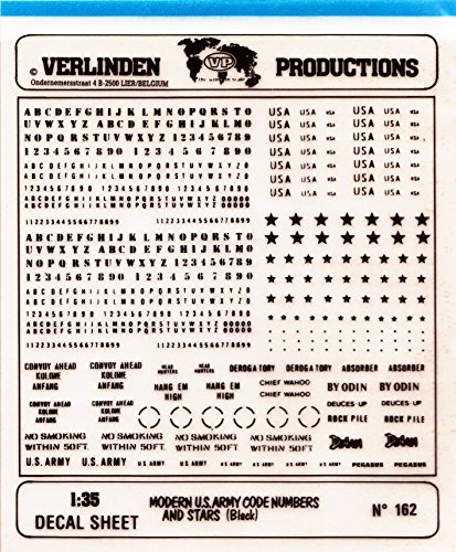 VER0162 1:35 Verlinden Dry Transfer - Modern US Army Code Numbers and Stars (Black) [MODEL KIT ACCESSORY]