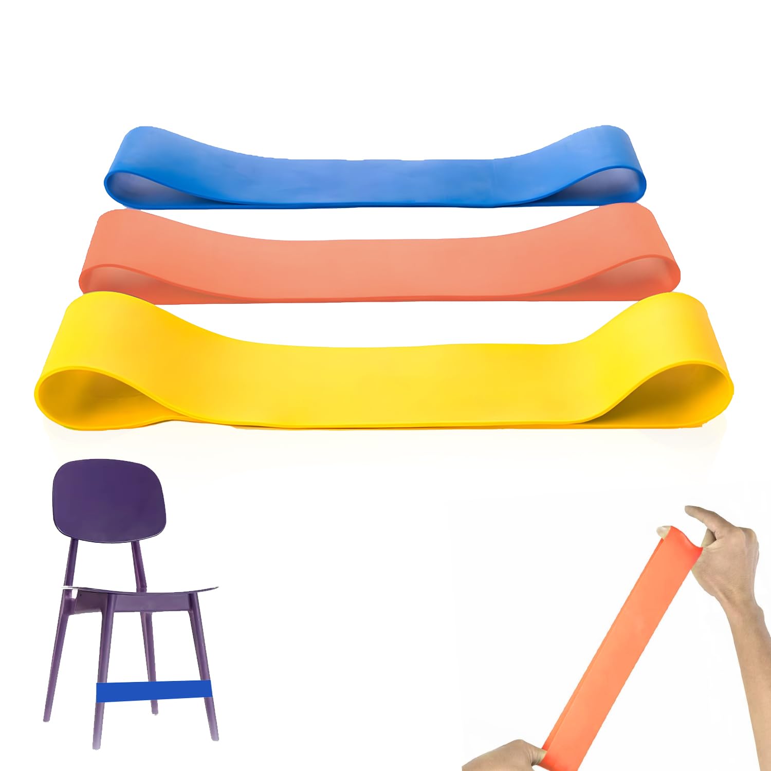 3 Pcs Chair Bands ADHD Aids, Chair Bands for Sensory Chair ADHD Wobble Cushion Fitness Resistance Band Chair Band with Fidgety Feet Sensory ADHD Autism Hyperactivity (0.4, 0.6, 0.8 mm)