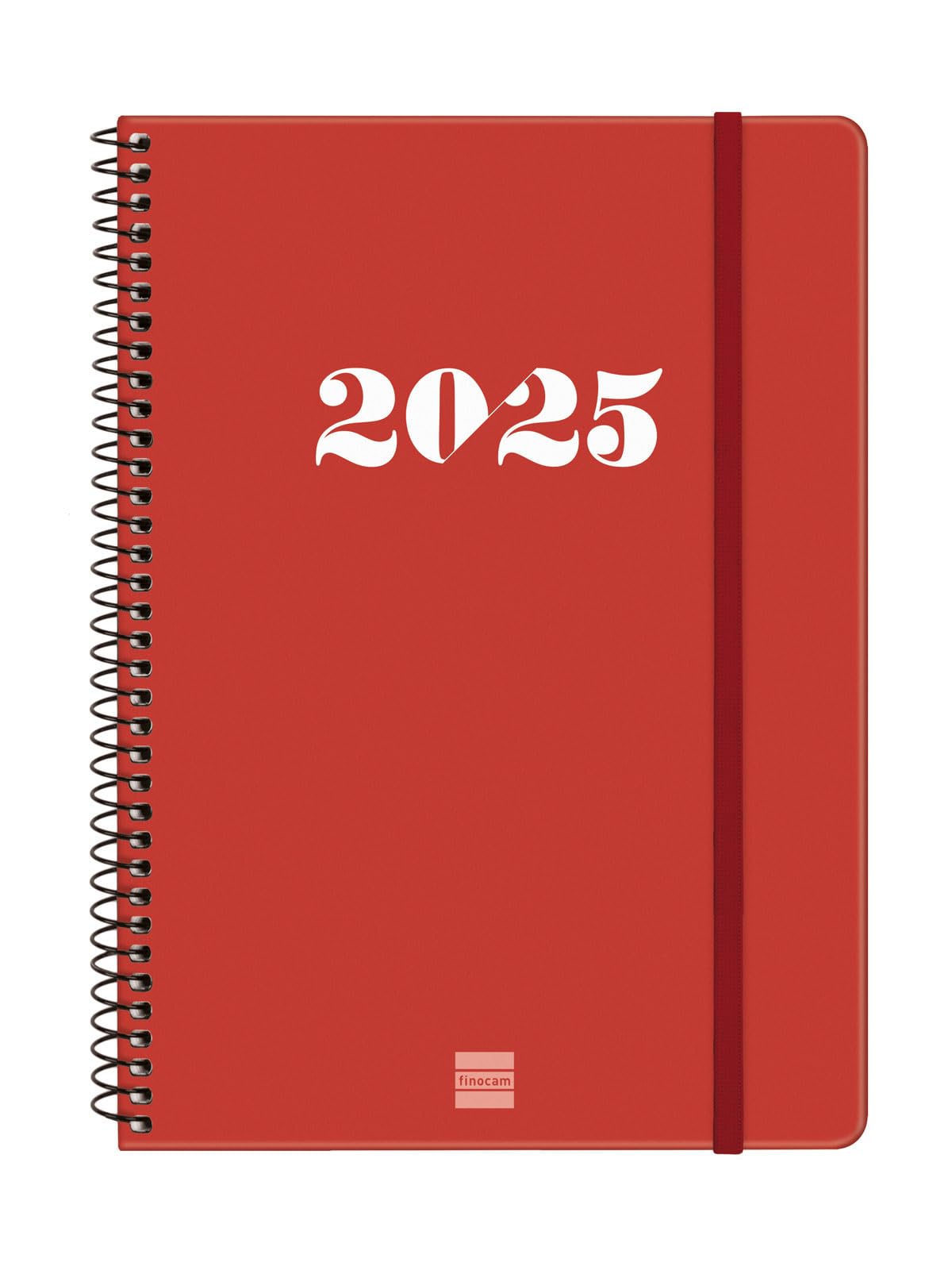 Finocam - Spiral Agenda My 2025 Week to View Horizontal January 2025 - December 2025 (12 months) Catalan Red