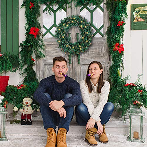 HAKACC 12 Inch Artifical Christmas Wreath with 20 Battery Lights for Front Door Decoration and Christmas Party