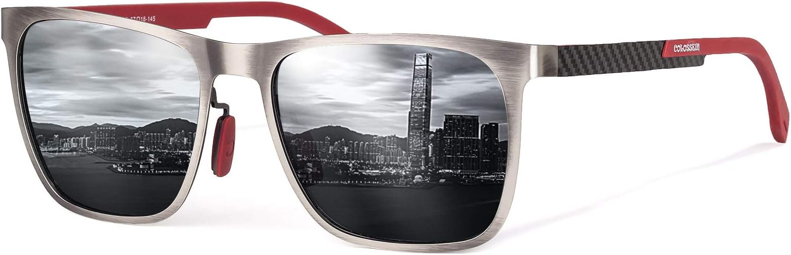 Sumato Pink Sunglasses Womens, Square Sunglasses for Women with Trendy Mirrored Polarized Lens UV400 Blocking Men