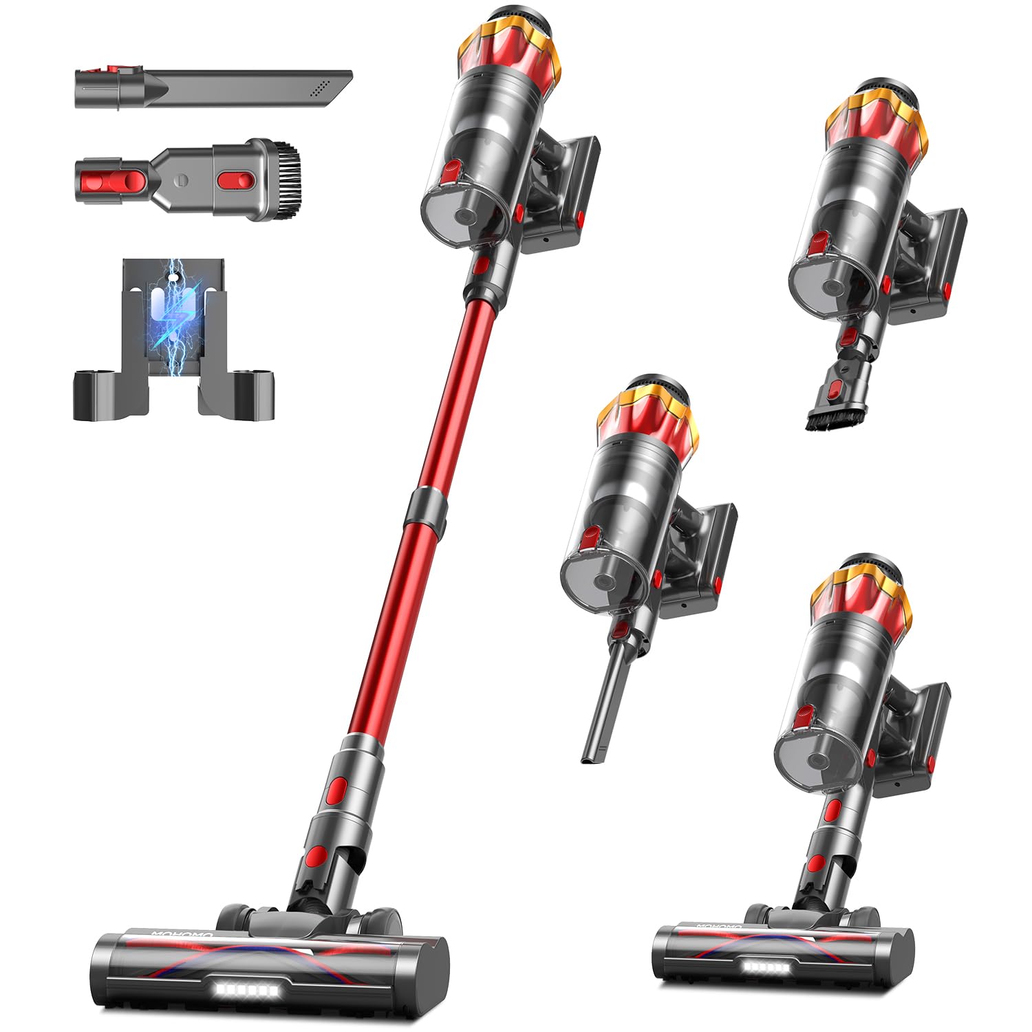 Cordless Vacuum Cleaner, 600W 50KPa 70Mins Vacuum Cleaners for Home, Self-Standing Stick Vacuum with Anti-Tangle Brush & OLED Touch Screen, Vacuum Cleaner for Hardwood Floors and Carpet,Pet Hair,Car