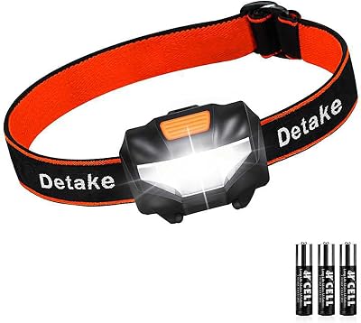 Detake LED Head Torch 140 Lumen Lightweight Headlamp 3 Modes Waterproof