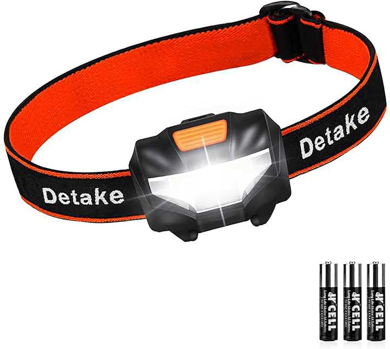 Detake LED Head Torch 140 Lumen Lightweight Headlamp 3 Modes Waterproof