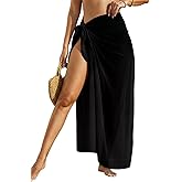 Herseas Women Sheer Sarong High Slit One Size Swimsuit Coverups 2026 Summer Floral Print Chiffon Wraps Beach Cover Up