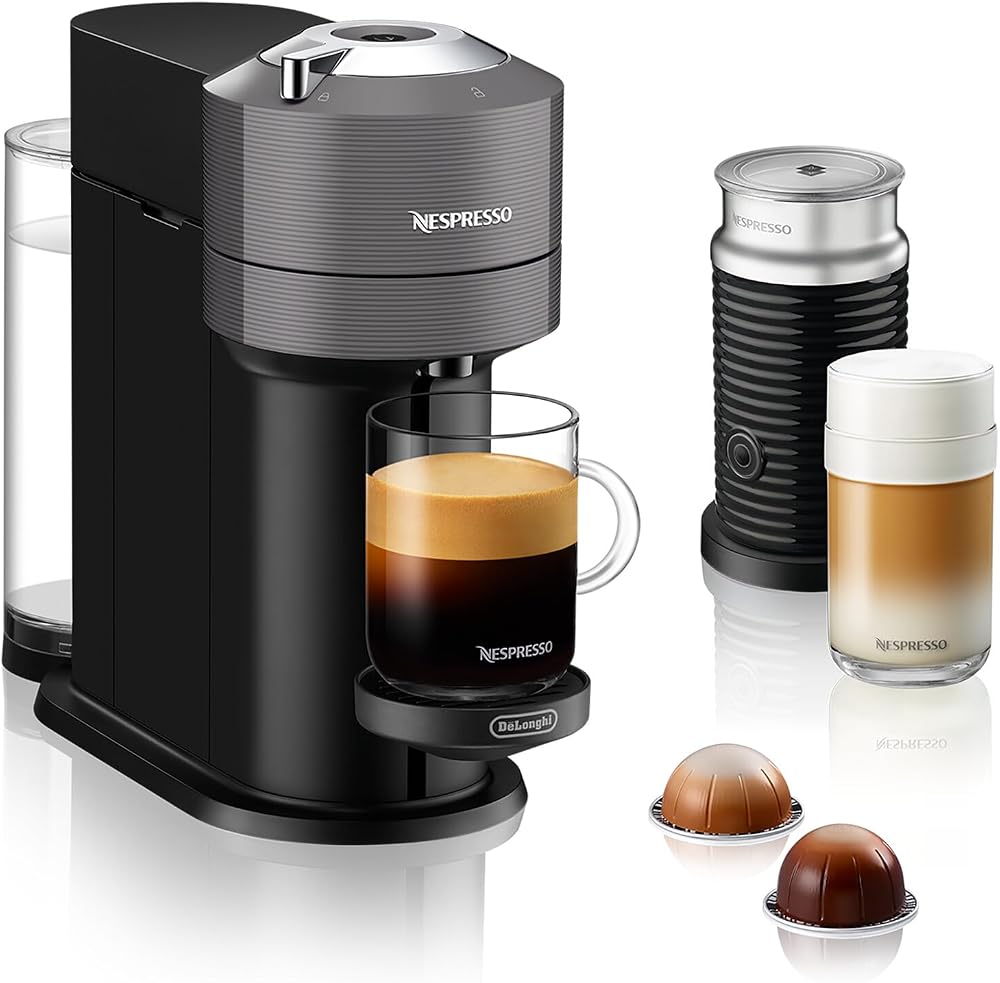 Nespresso Vertuo Next Coffee Machine by De'Longhi with Aeroccino Dark Grey