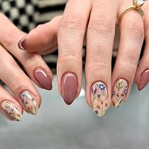Amazon.com: 30 Pcs Bean Color Press on Nails Short Almond - YEFIUO ...