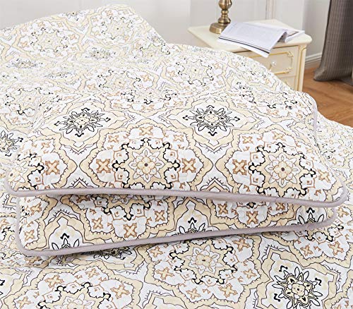 Hannah Linen 4 Piece Down Alternative Quilt Set with Shams and Decorative Pillow - Premium Quality - Hypoallergenic -Plush Microfiber Fill - Machine Washable - (King, Taupe Greyson) - Thumbnail 4