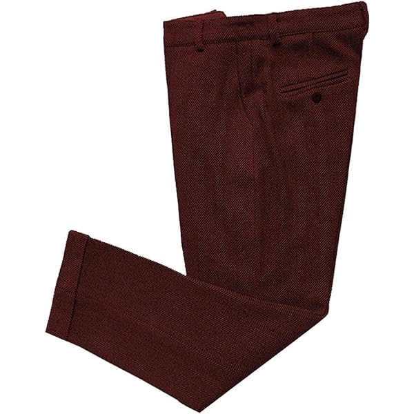 Mens Vintage Tweed Dress Pants Slacks Trousers Regular Fit