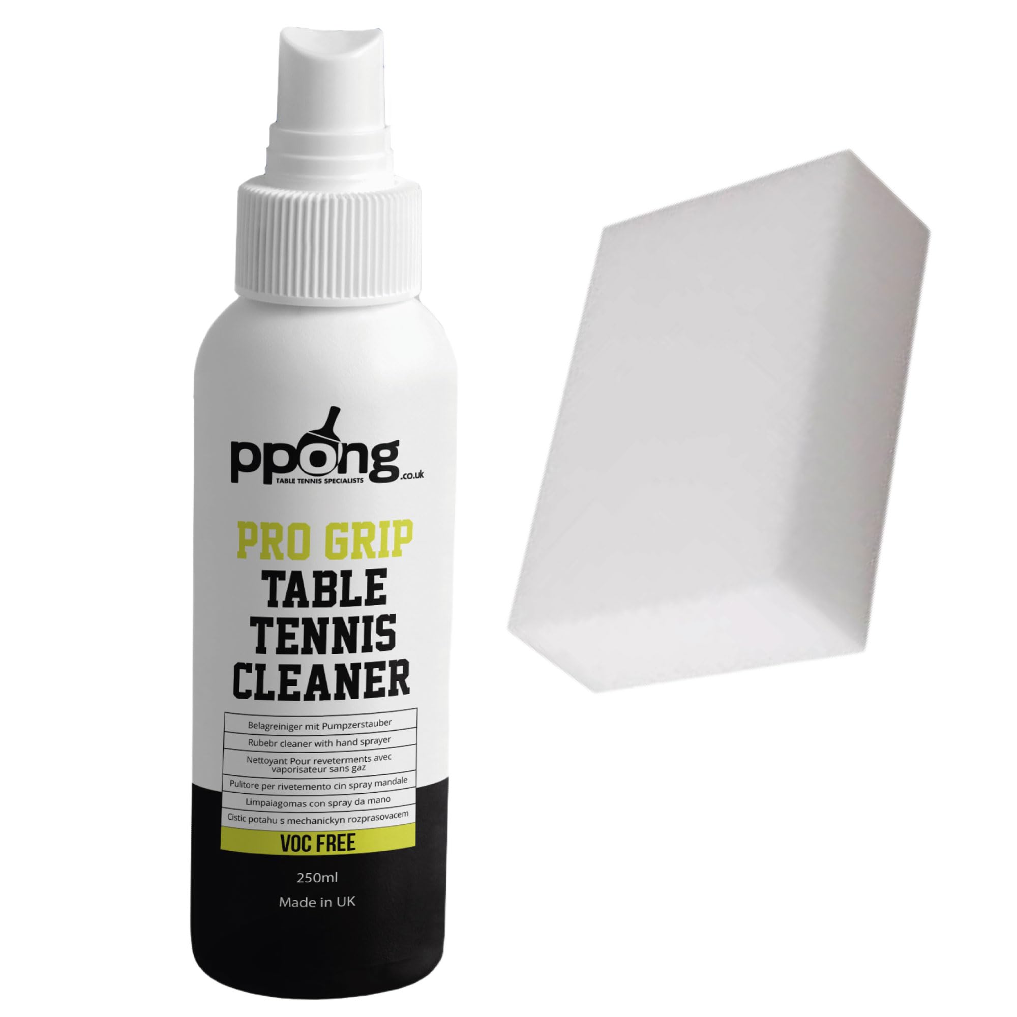 PPong co uk Table Tennis Rubber Cleaning Kit - Ping Pong Bat Cleaner | Rubber Cleaner | Eliminate Dirt & Dust | Optimal Spin & Control | Preserve Rubber & Restore Tackiness (250ml)