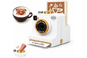 3D Printed Latte Art Camera, Manual Coffee Printer with 4 Coffee Stencils and 2 