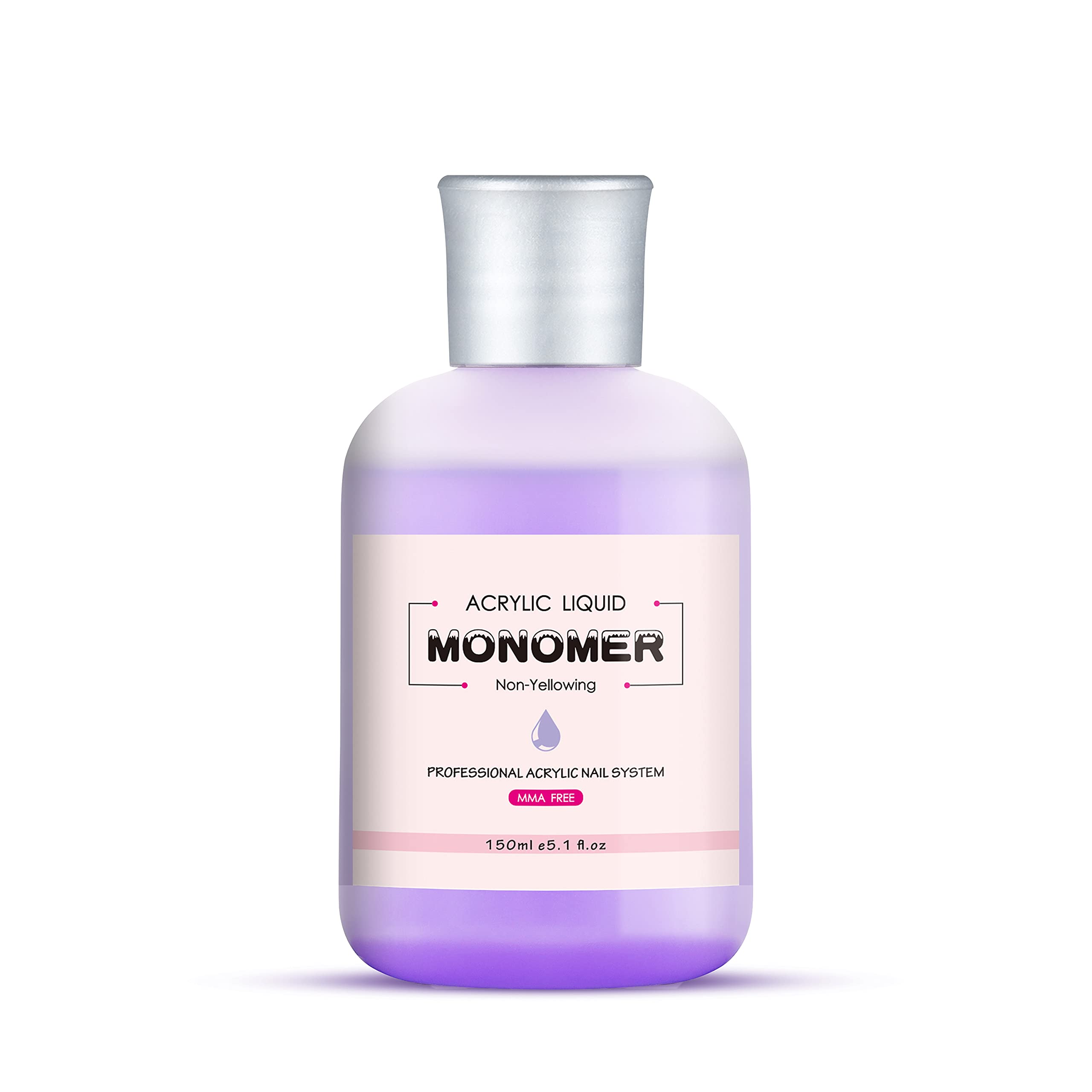 BNG 150ML Acrylic Liquid For Nail MMA Free Monomer Professional Acrylic Nails Art Extension, Non-Yellowing Formula Liquids Salon Tool, 5.1 OZ Purple