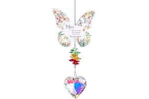 Yimofy Butterfly Crystal Sun Catcher with Grateful Message for Mom, Mother's Day Birthday Gifts for Mom from Son Daughter, Ha