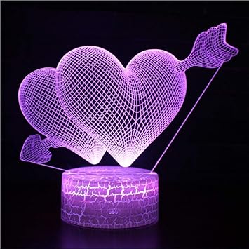 Amazon Co Jp 3dナイトライトキューピッドハートマークをピアス3dランプゲームledナイトライト7色変更タッチムードランプ Kitchen Housewares