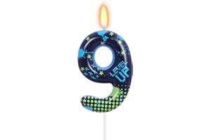 OGNOMIFX STG Birthday Candles for Boys - Number 9 Candle for Video Game Birthday Cake Topper, Fort Battle Level Up Game Themed Birthday Party Supplies (Number 9)